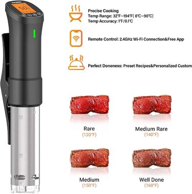 Вт, ISV-200W Sous Vide Cooker App Control, циркуляція 360, температура 0C-90C, 1000