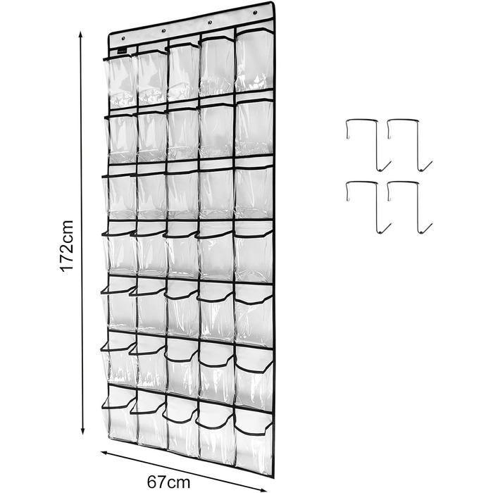 Багатофункціональна сумка для зберігання ванної кімнати, кухні, шафи, тримач для взуття, економія місця, над дверима, органайзер з 35 прозорими великими кишенями, підвісна сумка, взуття, безбарвна