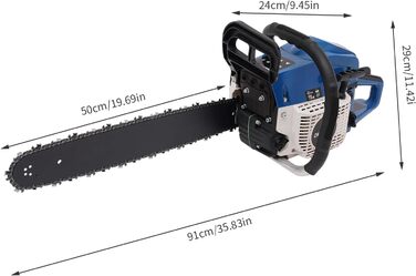 Бензинова бензопила DAOHHFO 52CC бензинова 2-тактна бензинова бензопила бензинова бензопила з довжиною полотна 50 см потужність 2400 Вт вкл. набір інструментів Підходить для розпилювання деревини