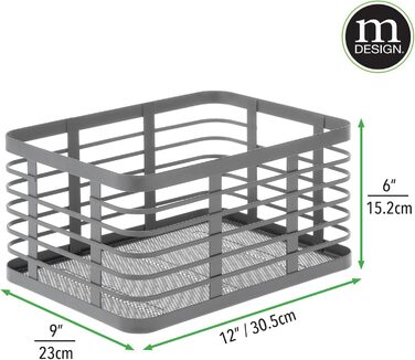 Універсальний кошик mDesign для всього будинку - металевий кошик для зберігання для кухні, комори, ванної кімнати тощо - компактний та універсальний дротяний кошик - набір з 6 сірих Упакування з 6 сірих