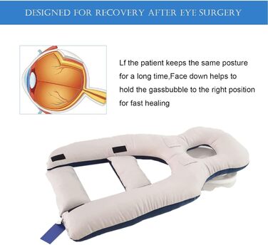 Подушка Thickvalley Face Down після операції на очах, двостороння подушка для сну обличчям вниз після операції на очах з регульованою по висоті підставкою та 3 подушечками для грудей