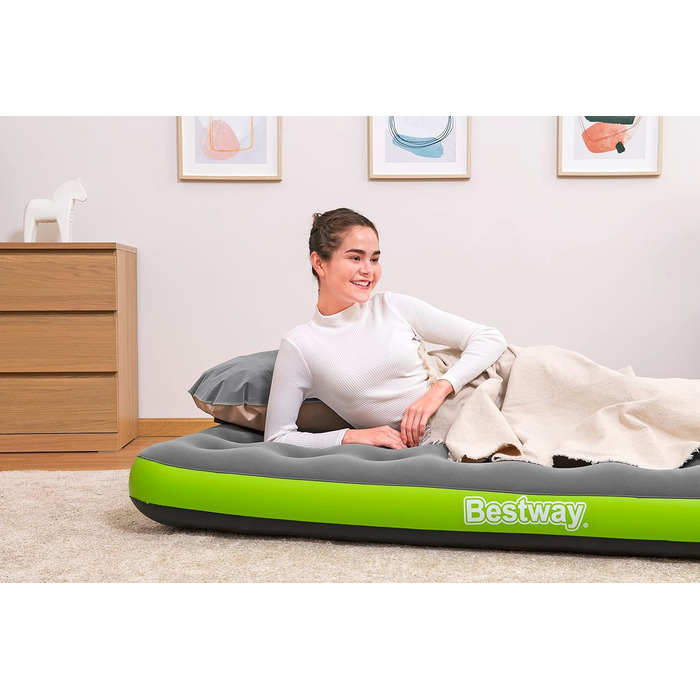 Надувне ліжко Bestway з подушкою-насосом Roll & Relax Single XL/Lo 188 x 99 x 22 см