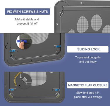 Насолоджуйтесь дверима для домашніх тварин Заслінка для собак з функцією блокування для розсувних дверей, дверей-ширм, вікна (31 x 36 см) 30 x 40 см