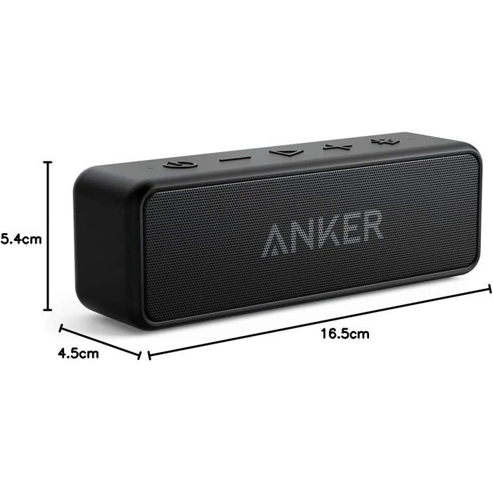 Колонка Anker SoundCore 2 Bluetooth, величезна з подвійними басами, цілодобовий акумулятор, покращений захист від води IPX7, бездротова, для iPhone, Galaxy тощо (чорна)