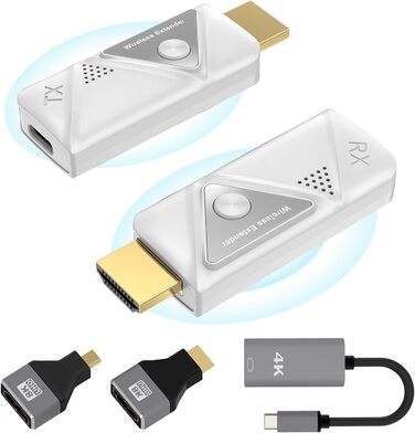 Бездротовий передавач і приймач HDMI, бездротовий розширювач HDMI для потокової передачі відео та аудіо з ноутбука/ПК/камери на монітор/проектор/телевізор, бездротова передача HDMI 2.4G/5G, портативний бездротовий зв'язок Plug & Play 30 м