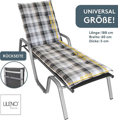 Чохол на шезлонг LILENO HOME as Комплект з 1 - Roll Lounger в кольорі Check Grey - Чохол для садового шезлонга ідеально підходить для пляжного шезлонга - Чохол на подушку для садового шезлонга (188x60x5см) Комплект з ук - Шезлонг на колесах Check Grey