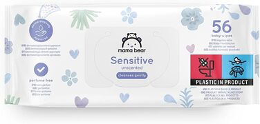 Бренд Storeo дитячі вологі серветки Mama Bear Sensitive без запаху, 1008 шт. (18 упаковок по 56)