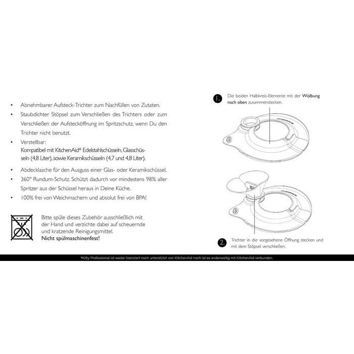 Професійний захист від бризок Kitty Professional 'Pimp сумісний з кухонним комбайном KitchenAid об'ємом 4,8 літра