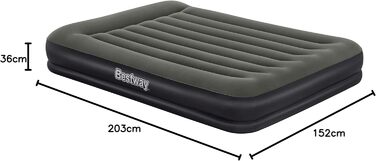 Двоспальне надувне ліжко Bestway TriTech XL/Lo 203 x 152 x 36 см, queen-size, сірий