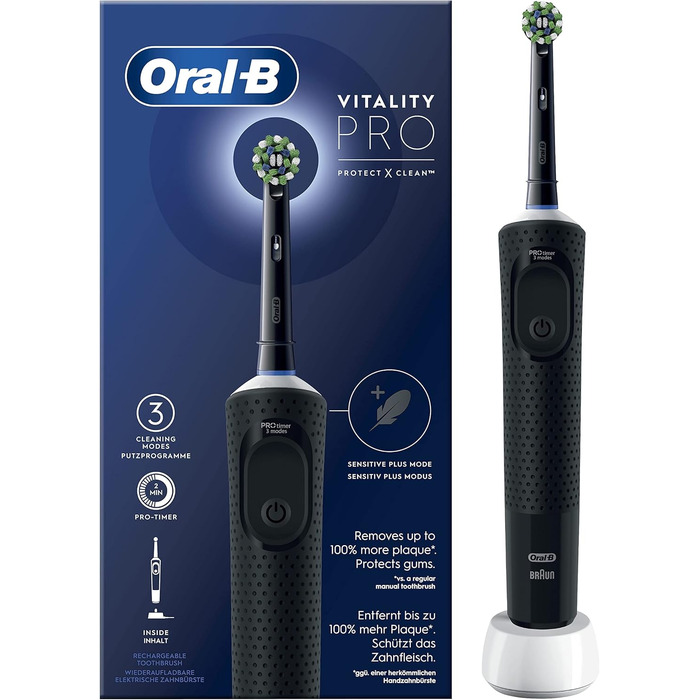 Щітки Oral-B Pro Precision Clean для електричної зубної щітки та електрична зубна щітка Vitality Pro Нова комплектація з електричною зубною щіткою, чорна