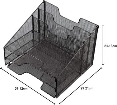Настільний органайзер VANRA Металеві сітчасті лотки для листів Настільні аксесуари з 3 лотками для паперу та 2 вертикальними відділеннями Настільні аксесуари Настільний лоток для журнальних папок чорний