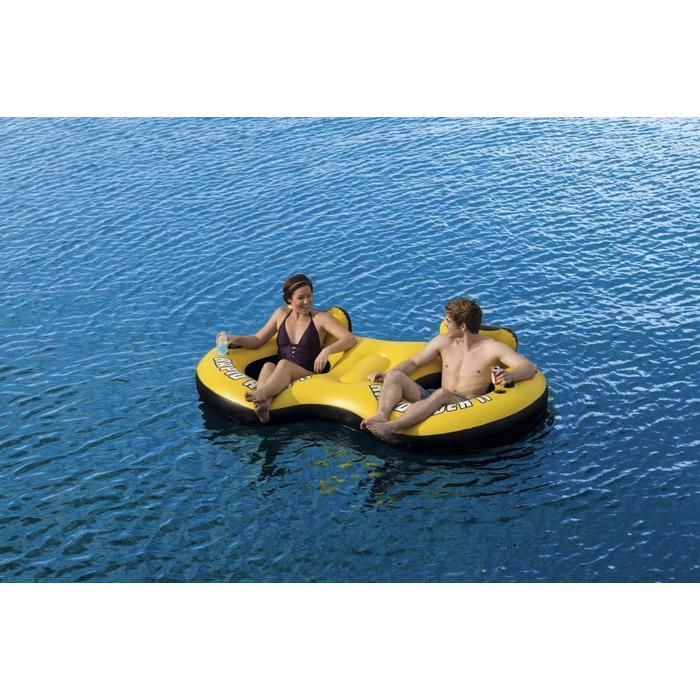 Крісло Bestway двомісне з плаваючим кільцем 'Rapid Rider X2 Tub 251 х 132см, 43113-BEUX16GL02, жовто - біло - чорне, 1 РОЗМІР