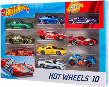 Подарунковий набір литих машинок Hot Wheels 164, по 10 іграшкових машинок, випадковий вибір, іграшкові машинки від 3 років, упаковка з 10 шт. , різнокольорові, 54886 Die-Cast Car Gift Set Random