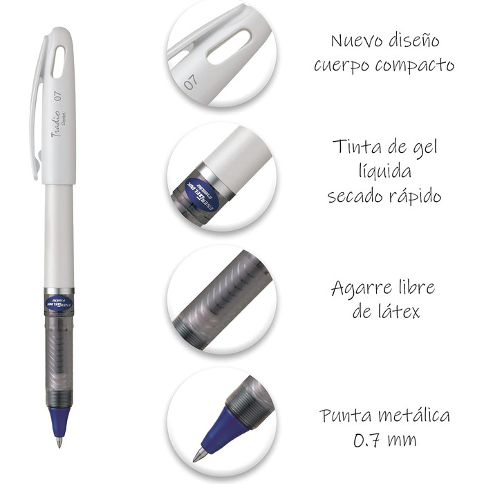 Ролик для рідкого гелю Pentel BL117W-C EnerGel, 12 упаковок, синій