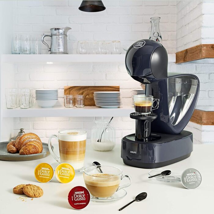 Кавоварка для еспресо та інших напоїв NESCAF Dolce Gusto Piccolo XS KP1A, ручна, 0,8 л, білий/чорний чорний, кнопка чорна одинарна