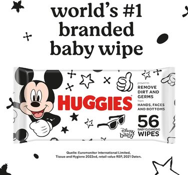 Вологі серветки Huggies Baby Care Wipes, упаковка 10 шт. (10 шт. 56 шт. ) (Вологі серветки Disney)