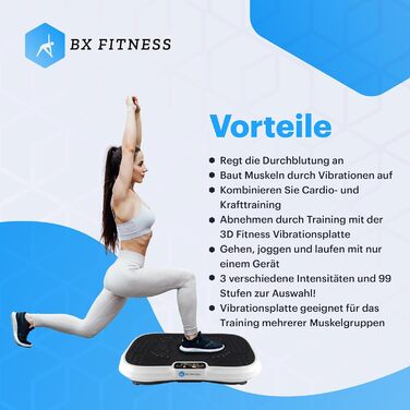 Вібраційна пластина 3D Fitness - Включає стрічки опору - Покращує силу та витривалість - Спортивна вібраційна пластина - Колір Білий - Бренд BX Fitness