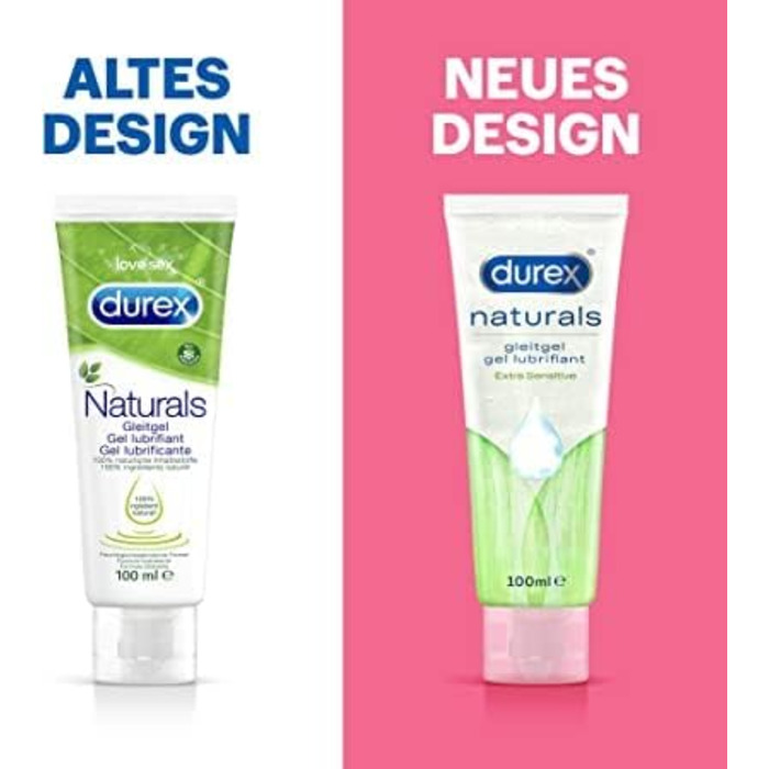 Лубрикант на водній основі Durex Naturals мастило, виготовлене з 100 натуральних інгредієнтів і з формулою інтимного балансу 2 x 100 мл у тюбику