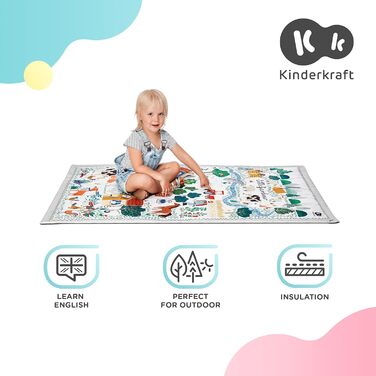 Ковдра Kinderkraft Play Blanket Adventure Blanket, ігровий килимок з ігровою аркою, ковдра для повзання, іграшки, запальничка, 20 кульок у наборі, функція манежу, подушка, з перших тижнів життя, 0 - 2 роки (маленький садівник, неодружений)