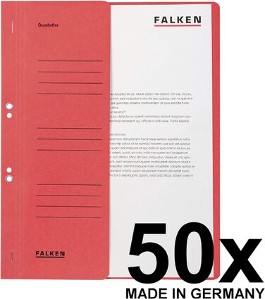 Оригінальний степлер Falken 50 Pack. Зроблено в Німеччині. Виготовлений з переробленого картону з половиною передньої обкладинки та комерційною строчкою для папки DIN A4 степлер Blue Angel (червоний)