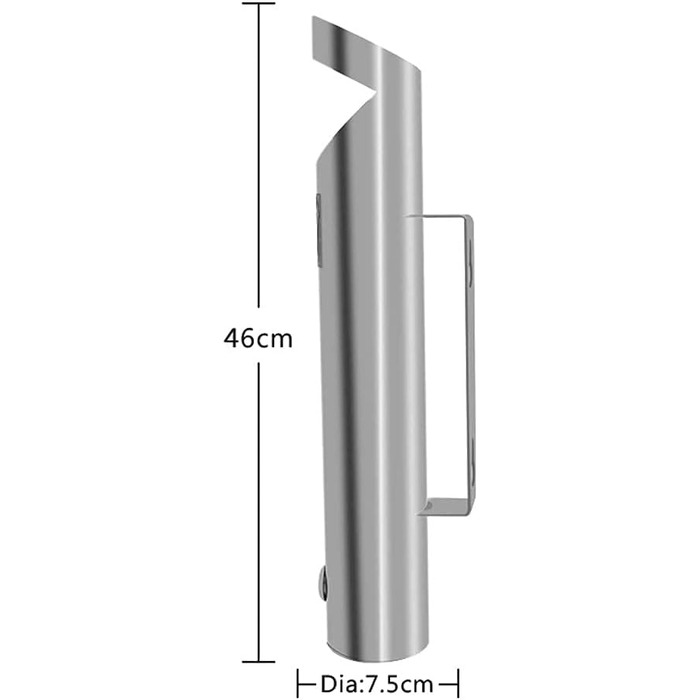 Сажа стовп настінна відкрита металева попільничка, настінна металева попільничка, що замикається з ключами комерційний смітник Ette для відкритого пабу садового офісу, куріння під 46 * 7,5 см срібло