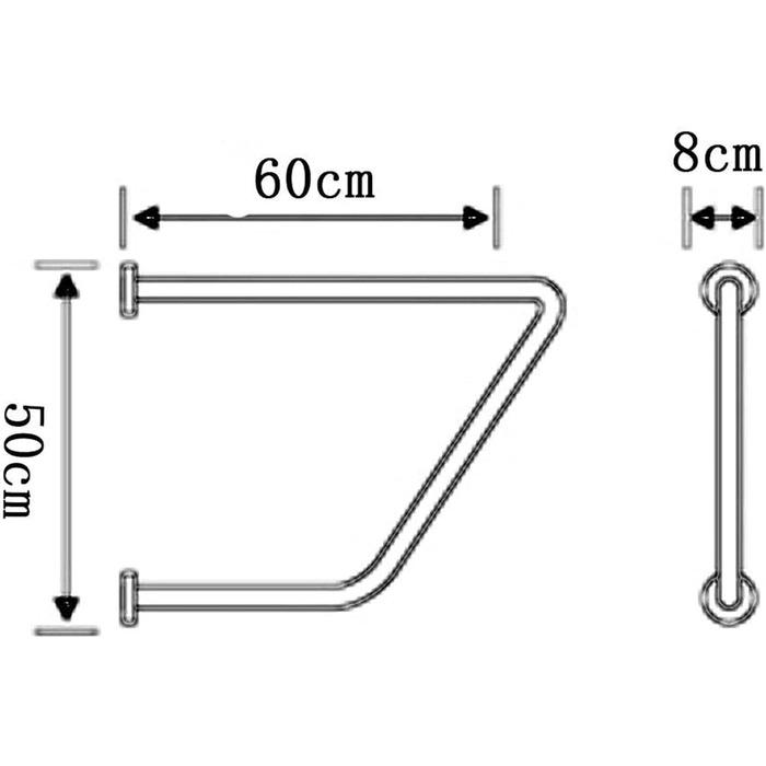 Поручень BALAMI Підлокітник, Кутові поручні, Туалетний бар'єр, Безкоштовні поручні, Настінний кронштейн, Нержавіюча сталь, Підлокітник для ванної кімнати, Поручень для людей похилого віку з обмеженими можливостями, Застосовується для