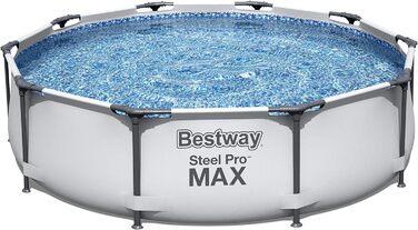 Каркасний басейн Bestway Steel Pro MAX без насоса Ø 305 x 76 см, світло-сірий, круглий одномісний