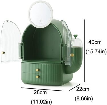 Органайзер для макіяжу CUTULI, коробка для зберігання косметики, коробка для зберігання догляду за шкірою з дзеркалом для макіяжу з підсвічуванням, коробка для зберігання, підходить для ванної кімнати та спальні (середній)