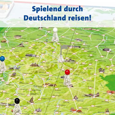 Настільна гра, подорож по Німеччині, настільна гра від 8 років для 6 гравців в поодинці, 26492 - Deutschlandreise - Familienklassiker ab 8 Jahren -