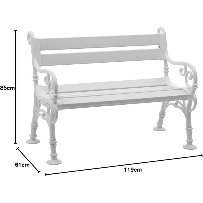 Лавка Blome Linderhof - 2-місна садова лавка для саду, балкона, тераси, паркова лавка в білому кольорі, Зроблено Німеччина
