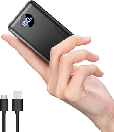 Швидка зарядка з USB C входом / виходом, PD & QC4.0 Power Bank невеликий, але потужний зі світлодіодним дисплеєм, сумісний з iPhone, Samsung, Xiaomi iPad і т.д. Сірий, 22.5W Powerbank 20000mAh