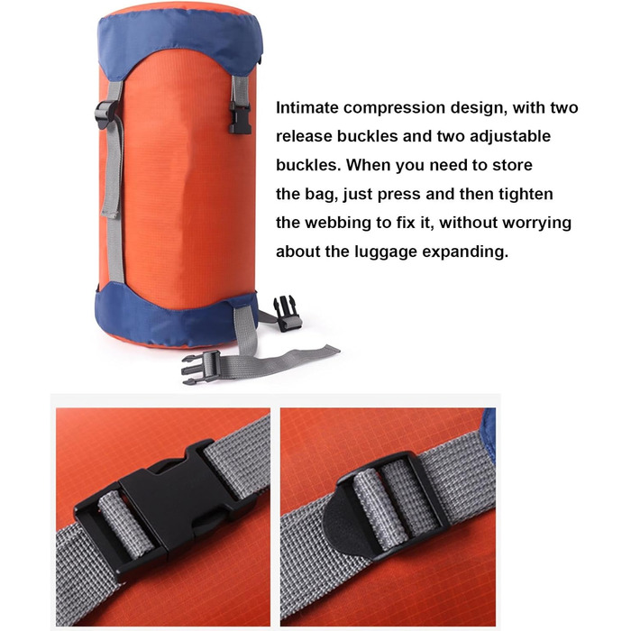 Компресійний мішок для спальника, Sundries compression bag, великий об'єм 35 л, нейлоновий, багатофункціональний, водонепроникний, компресійний мішок для рюкзака, походів і кемпінгу Помаранчевий