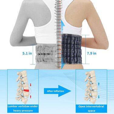 Пояс для підтримки попереку для чоловіків і жінок, полегшення болю в попереку, пристрій для витягування спини, підходить для обхвату талії 74-124 см (синій), 6xigouma Decompression Back Belt -