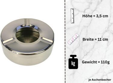 Попільничок з нержавіючої сталі зі знімною кришкою для зовнішнього використання, попільничка для вітру, 11 см х, 3,5 см для саду, зовнішнього використання, попільничка для громадського харчування, балконна попільничка, 5