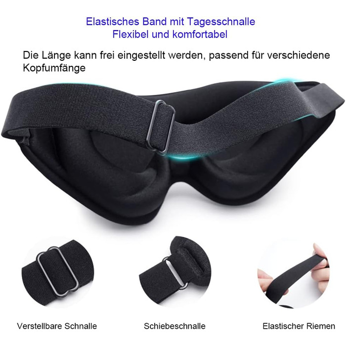 Маска для сну для чоловіків і жінок, Eysilk 2022 New Upgrade 3D Deep Sleep Mask Comfortable, маска для очей для тих, хто спить на боці, дихаюча 100 світлоблокуюча маска для сну для подорожей, йога (чорна)