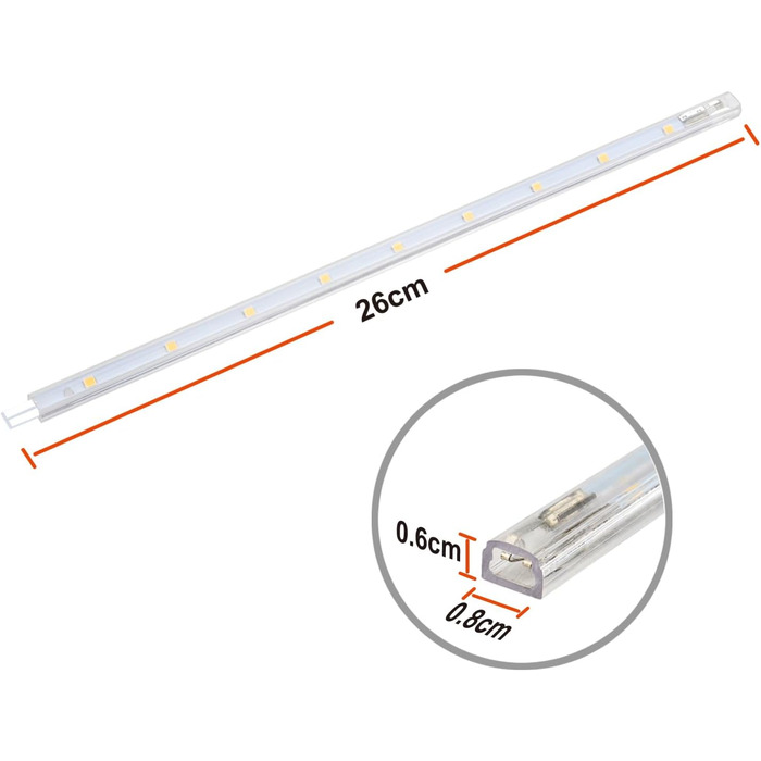 Світлодіодний світильник під шафою з перемикачем 8,5 Вт 760LM 3000k Тепле біле світло Стрічка Кухонна лампа Вітрина Освітлення шафи Освітлення шафи зі смугами 6x26 см для кухонної шафи Можливість розширення за допомогою вставної системи 68,5 Вт 3000K