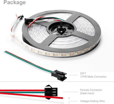 Холодний білий SK6812 (Подібний WS2812B) 5м 60LEDs/Пікселів/м 300LEDs Індивідуально адресований Гнучкий 4 кольори в 1 Світлодіодна стрічка Dream Color Водонепроникна IP67 DC5V