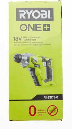 Акумуляторний перфоратор RYOBI 18 В ONE R18SDS-0 (енергія удару 1,3 Дж, макс. Діаметр свердління в дереві/цегляній кладці/сталі 16/16/13 мм, без акумулятора та зарядного пристрою) без акумулятора зарядний пристрій