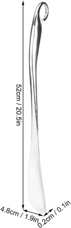 Високоякісний ріжок для взуття з алюмінієвого сплаву RvSky з довгою хвилястою ручкою - практична довжина 52 см для зручного носіння взуття - легкий і міцний дизайн (срібло)