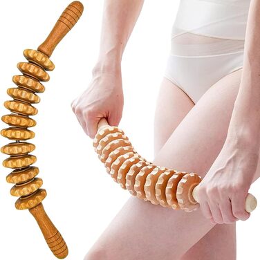 Масажний ролик, Fascia Roller Wood, для розслаблення м'язів, Body Sha Sculpting, Gua Sha Massage, Anti Cellulite, Бук (колір дерева)