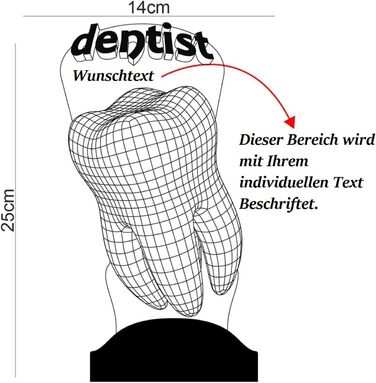 Подарункова лампа Зуб Персоналізовані подарунки 3D світлодіодна лампа Прощальний подарунок для колег по роботі Ім'я колеги Робота Практика Лікар Медсестра Стоматолог Стоматолог