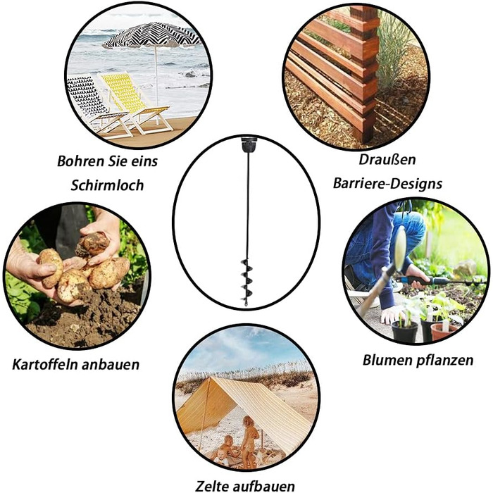 Садовий спіральний дриль Ø50 мм Довжина 600 мм, Земляний шнек для бура, Свердло для рослин, Садовий бур, для акумуляторного шуруповерта, Наземний бур Квіткові кашпо Равлик для копання ям 5x60 см