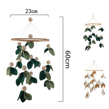 Дерев'яний мобільний дзвіночок Зелене листя Музика вітру Музика вітру Дитяче ліжечко Мобільне ліжечко Дерев'яний дзвіночок Дитяча кімната для новонароджених Підвіска для дзвіночка для дівчинки, тип 1 Тип 1 One Size