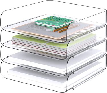 Офісні аксесуари Tomorotec, 4 шт. и, лоток для паперу, лоток для листів A4, прозорий, ПЕТ, штабельний, документ-0rganізатор, стіл для зберігання, письмовий пластик 4 шт. портрет