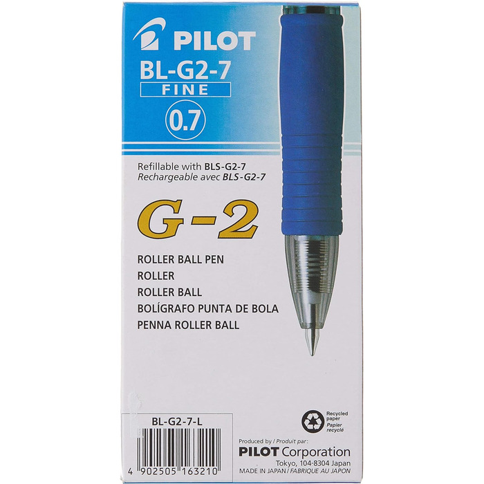 Гелева ручка Pilot G207 (натискний механізм, 0,7 мм) 12 шт. синій