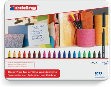 Ручка Edding 4-1200-6 Fibre Pen 1200 Color, 1-3 мм, набір з 6 шт. , в асортименті, металік (Fibre Pen Металевий кейс, набір з 20 шт. нормальний 6 см металік)