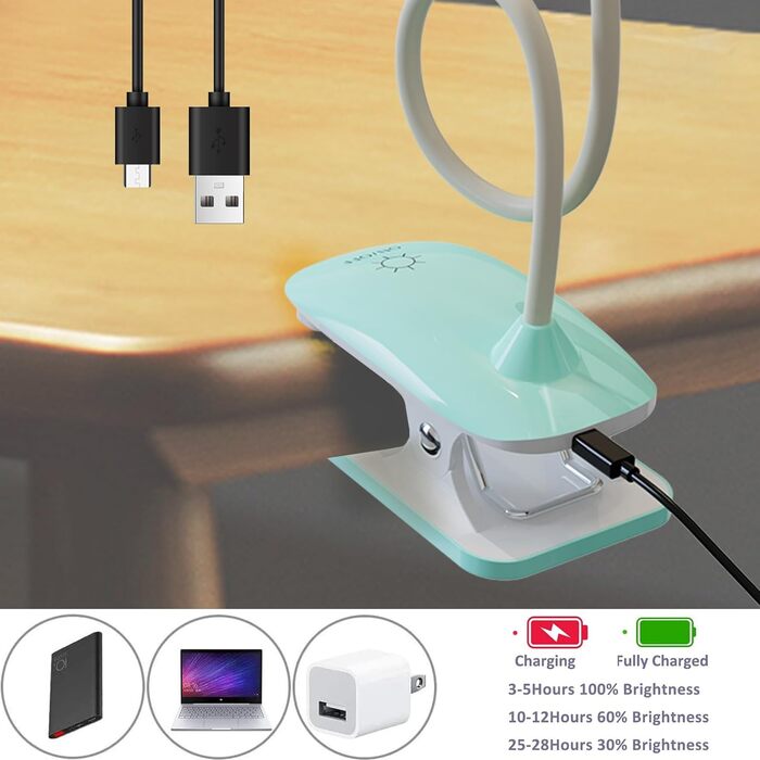 Ліжко, Світлодіодна лампа для читання Ліжко Touch Dimmable 3 кольори Ліжко Lamp Clamp Lamp Lamp Захист очей Gooseneck Лампа для читання Kids USB акумуляторна для навчання, робота