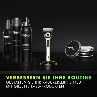 Волога бритва Gillette Labs для чоловіків, бритва з елементом чищення дорожній кейс для зберігання в дорозі 3 леза для бритви, подарунок для чоловіків, магнітна док-станція преміум-класу, біла