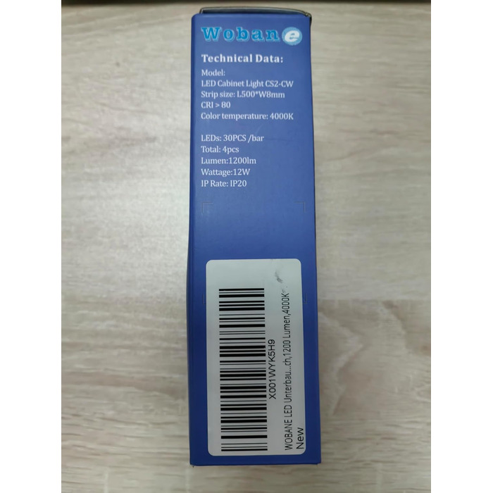 Світлодіодний світильник WOBANE під шафою з вимикачем, освітлення кухні 4 * 50 см, яскраве освітлення кухні під шафою, світлова панель 12 В для телевізора, полиці, шафа, вітрини, письмовий стіл, 1200 люмен, 2700K (нейтральний білий, 4 * 50 см-чорний)