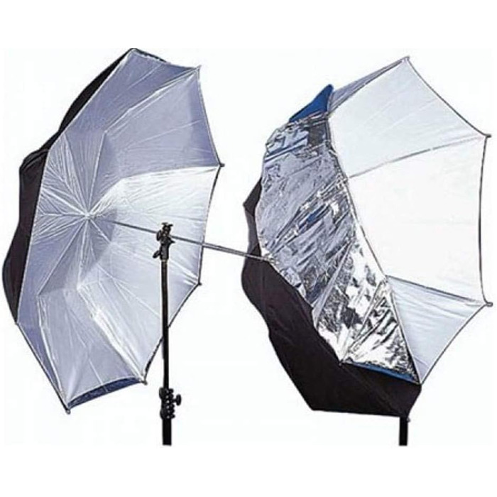 Від Manfrotto Dual Duty Umbrella 93 см, чорний/білий/сріблястий 93 см Чорний, Сріблястий, Білий